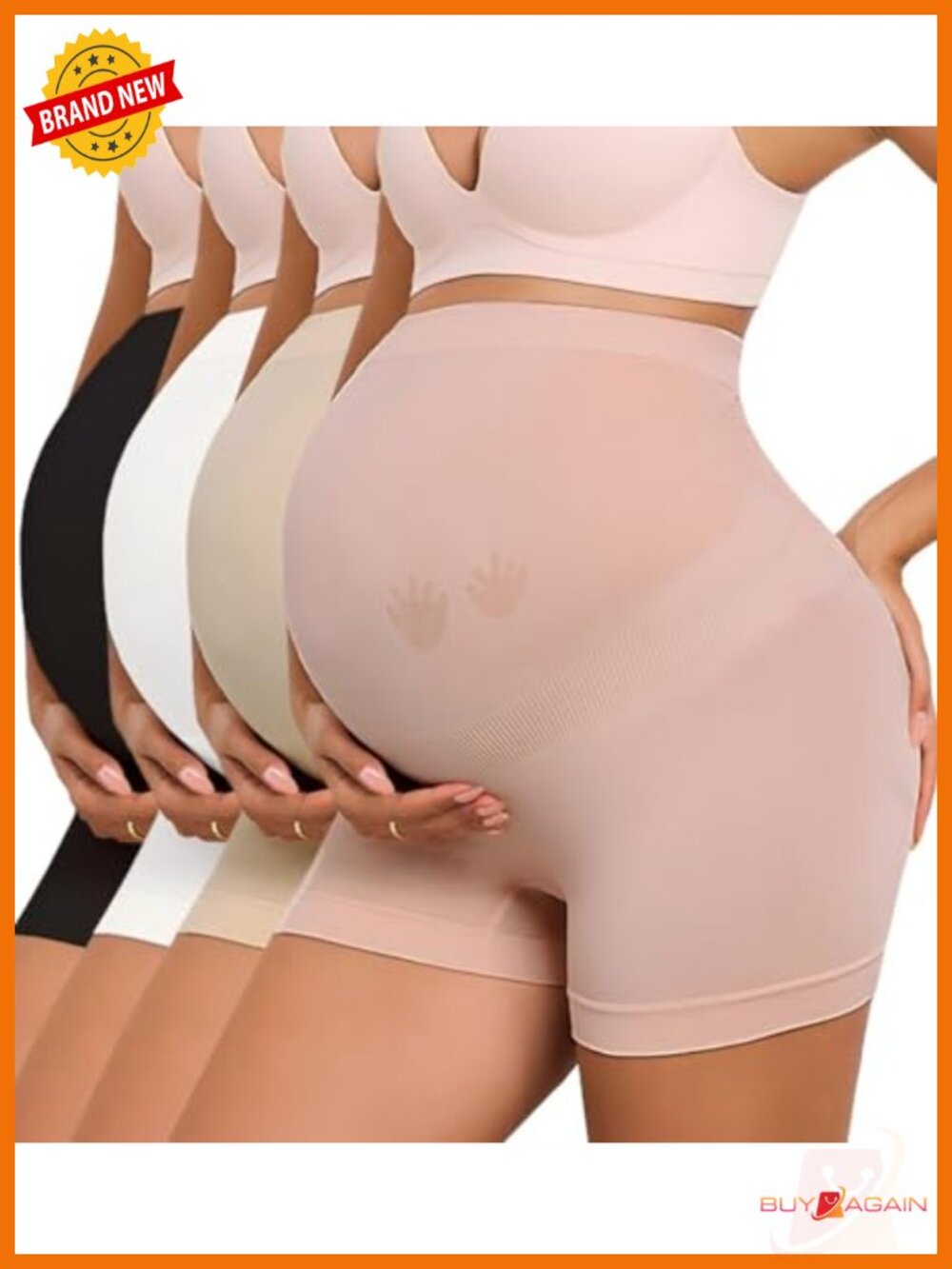 Seamless Maternity Shapewear Shorts Over Bump Belly Support Panties